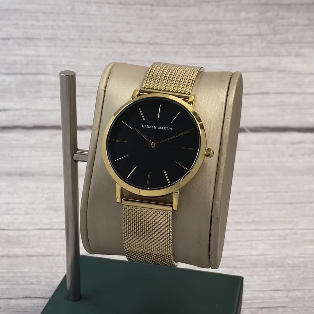 RELOJ HANNAH MARTIN GOLDEN BLACK | HAN-37