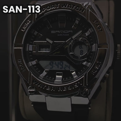 RELOJ SANDA ORIGINAL - CASUAL NEGRO Y PLATEADO | SAN-113