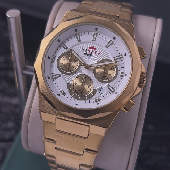 RELOJ PANZER ORIGINAL - ELEGANTE DORADO PLATEADO Y BLANCO PARA HOMBRE | PAN-33, PAN-34, PAN-35