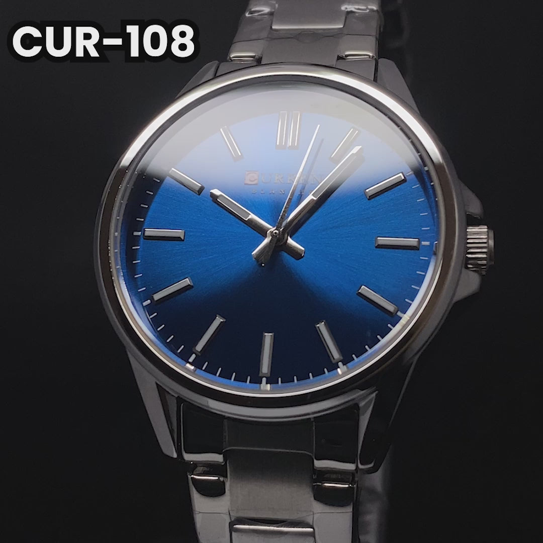 RELOJ CURREN ORIGINAL ELEGANTE PLATEADO CON AZUL PARA PAREJA  | CUR-107 | CUR-108