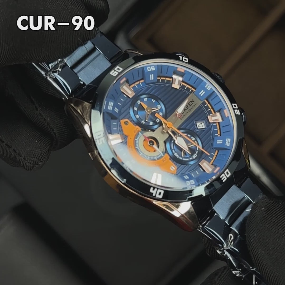 RELOJ CURREN ORIGINAL - CASUAL PLATEADO, NEGRO Y AZUL 8402 | CUR-88, CUR-89, CUR-90 PARA HOMBRE