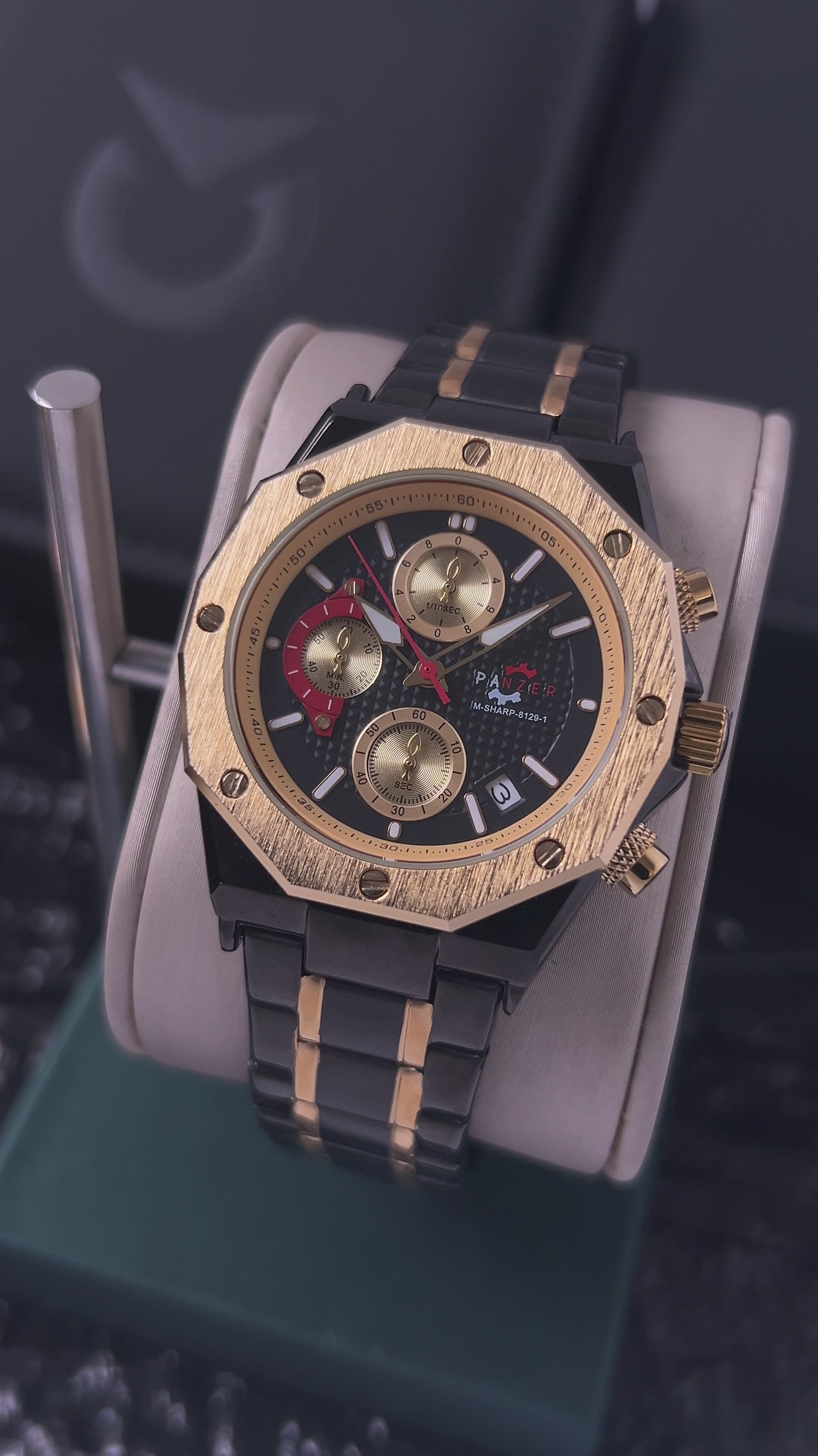 RELOJ PANZER ORIGINAL - ELEGANTE DORADO NEGRO BLANCO Y PLATEADO  PARA HOMBRE |  PAN-29, PAN-30, PAN-31, PAN-32