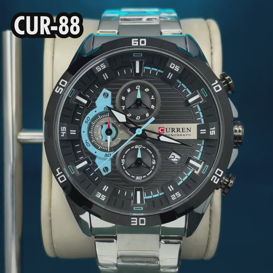 RELOJ CURREN ORIGINAL - CASUAL PLATEADO, NEGRO Y AZUL 8402 | CUR-88, CUR-89, CUR-90 PARA HOMBRE