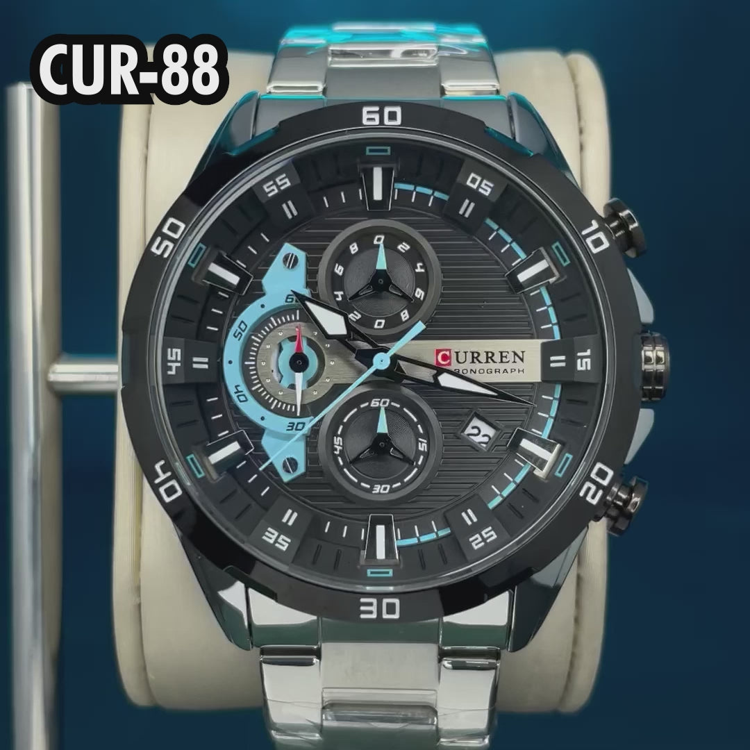 RELOJ CURREN ORIGINAL - CASUAL PLATEADO, NEGRO Y AZUL 8402 | CUR-88, CUR-89, CUR-90 PARA HOMBRE