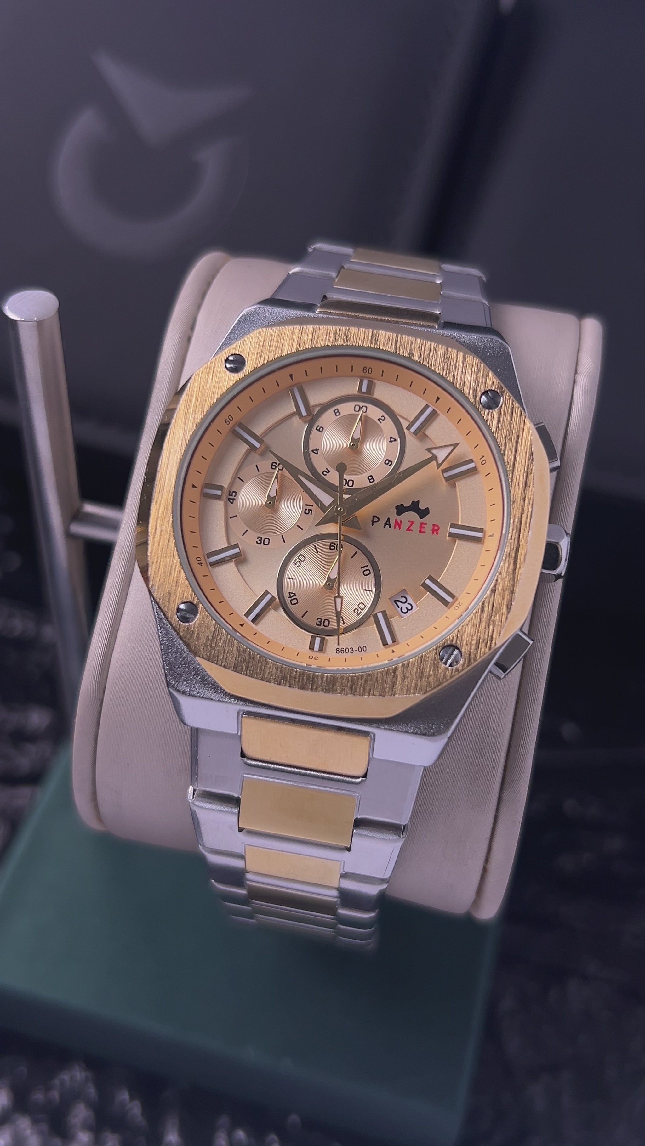 RELOJ PANZER ORIGINAL - ELEGANTE PLATEADO DORADO Y NEGRO PARA HOMBRE  | PAN-36, PAN-37, PAN-38