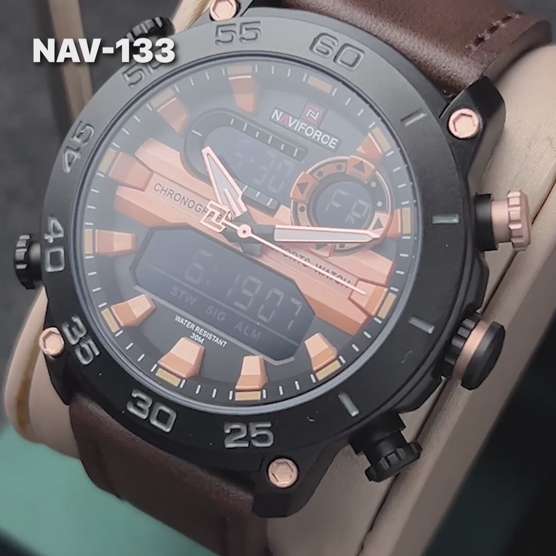 RELOJ NAVIFORCE NF9235 ORIGINAL CASUAL NEGRO Y MARRON | NAV-132, NAV-133, NAV-134 PARA HOMBRE