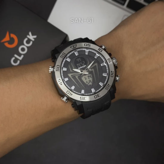 RELOJ SANDA ORIGINAL CASUAL NEGRO ARAÑA PARA HOMBRE | SAN-60 | SAN-61