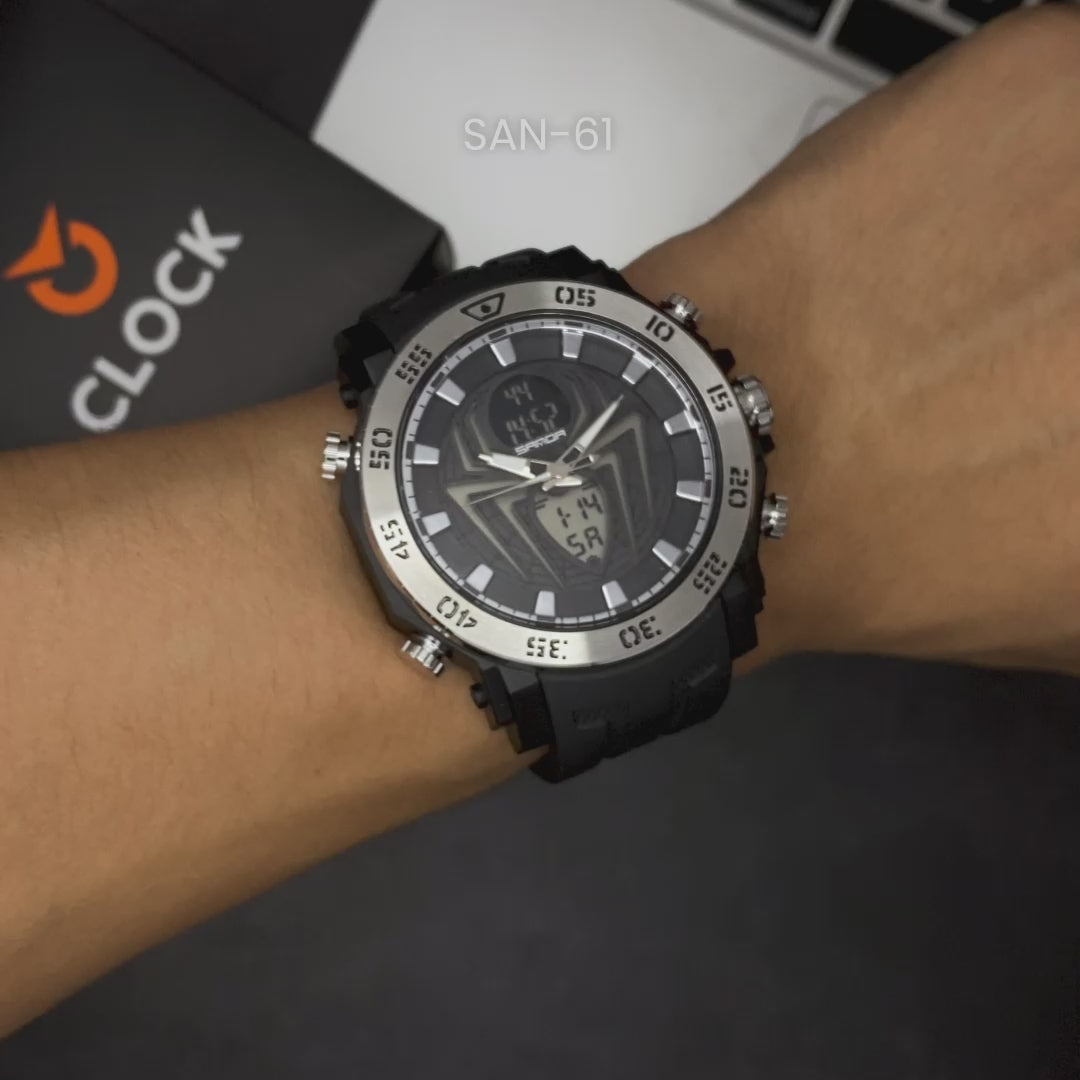 RELOJ SANDA ORIGINAL CASUAL NEGRO ARAÑA PARA HOMBRE | SAN-60 | SAN-61