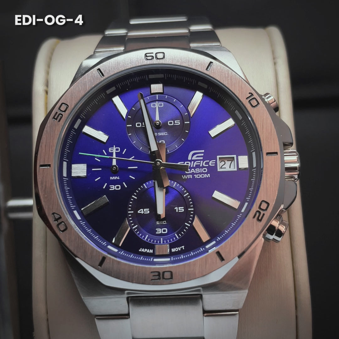 RELOJ EDIFICE ORIGINAL ELEGANTE PLATEADO ELEGANTE DE ACERO PARA HOMBRES | EDI-OG-4