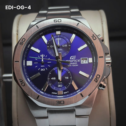 RELOJ EDIFICE ORIGINAL ELEGANTE PLATEADO ELEGANTE DE ACERO PARA HOMBRES | EDI-OG-4