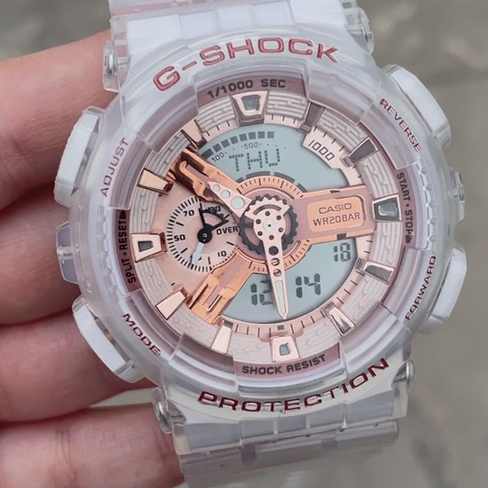 RELOJ G-SHOCK DEPORTIVO TRANSPARENTE CON ROSADO | G-S-156