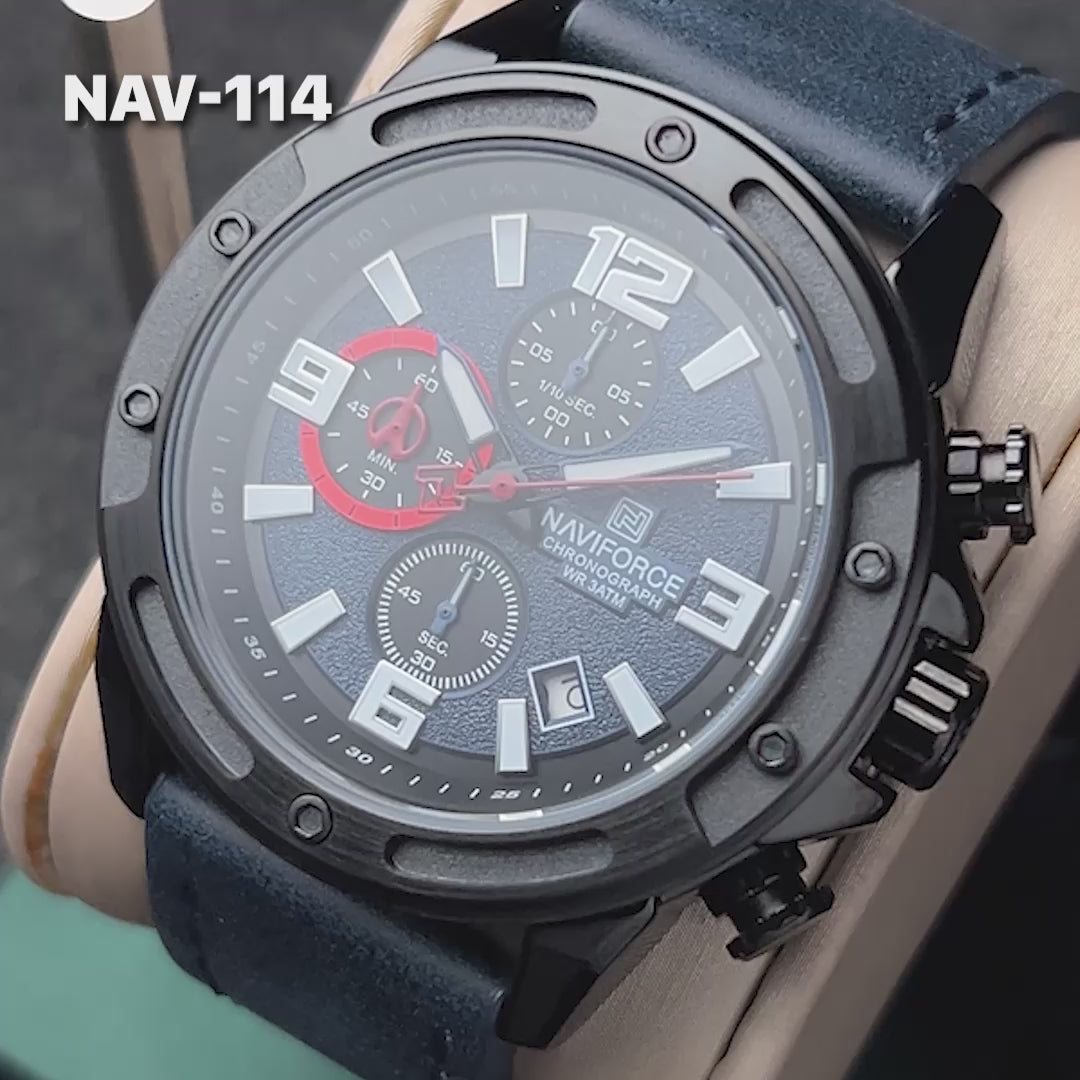 RELOJ NAVIFORCE NF 8074 ORIGINAL NEGRO Y AZUL | NAV-114, NAV-115 PARA HOMBRE