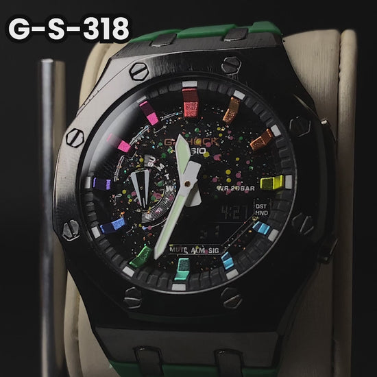 RELOJ G-SHOCK - GA-2100 DEPORTIVO CASUAL OAK GREEN SPARKLE STEEL PARA HOMBRE | G-S-318