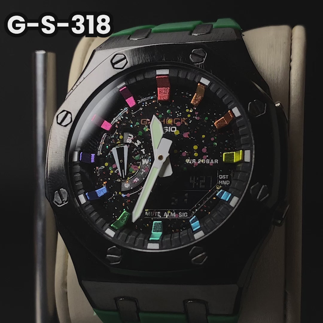 RELOJ G-SHOCK - GA-2100 DEPORTIVO CASUAL OAK GREEN SPARKLE STEEL PARA HOMBRE | G-S-318