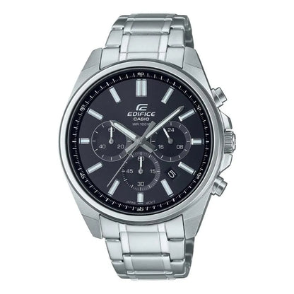 EFV-650 | RELOJ CASIO EDIFICE ORIGINAL ACERO/CUERO PLATEADO