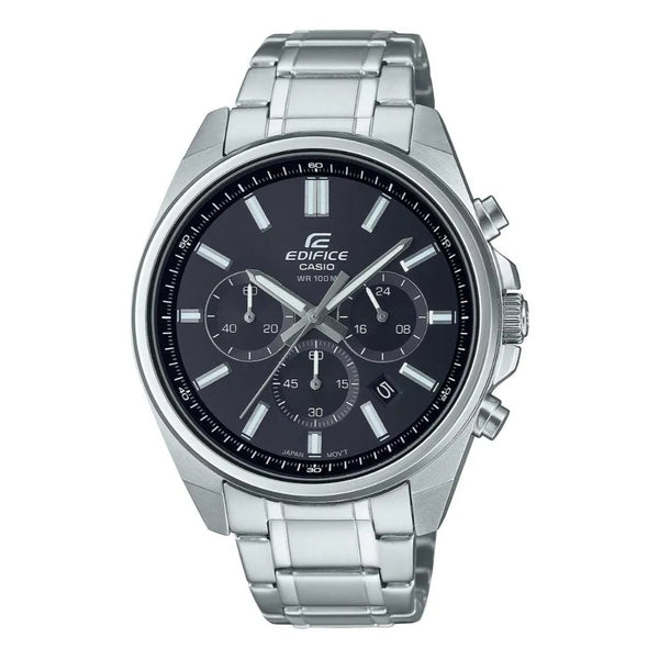 EFV-650 | RELOJ CASIO EDIFICE ORIGINAL ACERO/CUERO PLATEADO