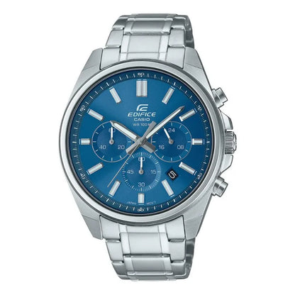 EFV-650 | RELOJ CASIO EDIFICE ORIGINAL ACERO/CUERO PLATEADO