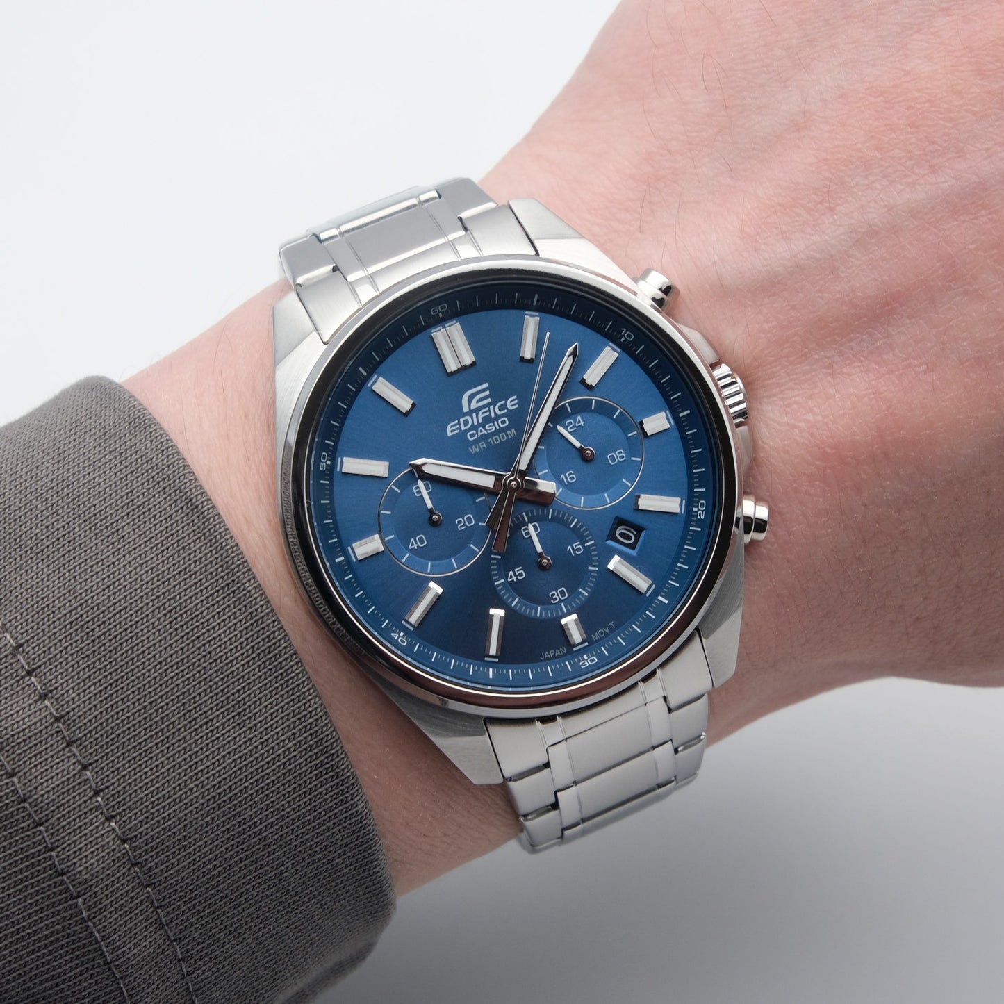 EFV-650 | RELOJ CASIO EDIFICE ORIGINAL ACERO/CUERO PLATEADO