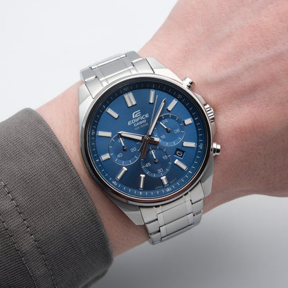 EFV-650 | RELOJ CASIO EDIFICE ORIGINAL ACERO/CUERO PLATEADO