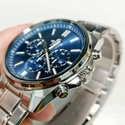 EFV-650 | RELOJ CASIO EDIFICE ORIGINAL ACERO/CUERO PLATEADO