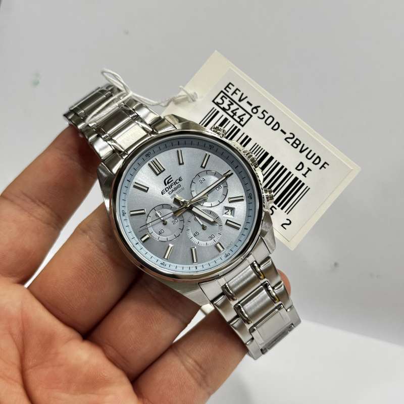 EFV-650 | RELOJ CASIO EDIFICE ORIGINAL ACERO/CUERO PLATEADO