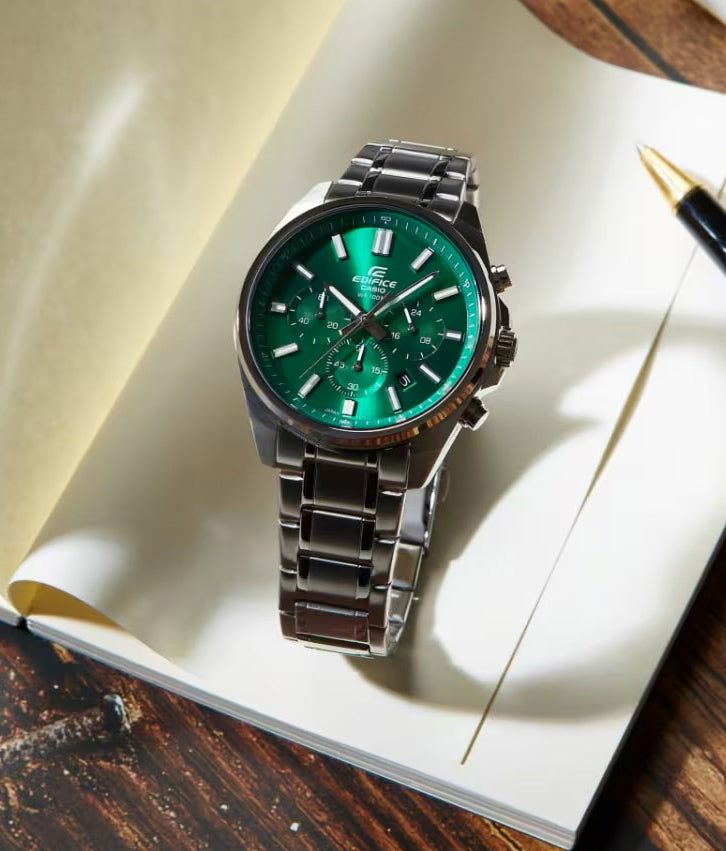EFV-650 | RELOJ CASIO EDIFICE ORIGINAL ACERO/CUERO PLATEADO