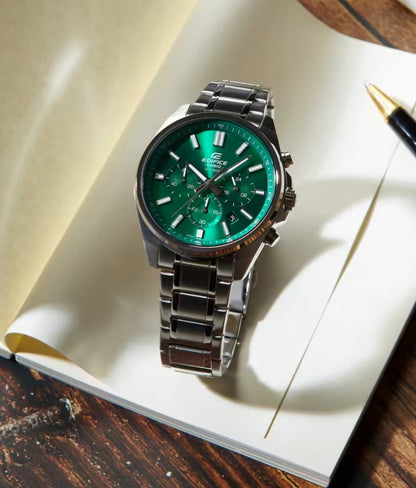 EFV-650 | RELOJ CASIO EDIFICE ORIGINAL ACERO/CUERO PLATEADO