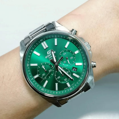 EFV-650 | RELOJ CASIO EDIFICE ORIGINAL ACERO/CUERO PLATEADO