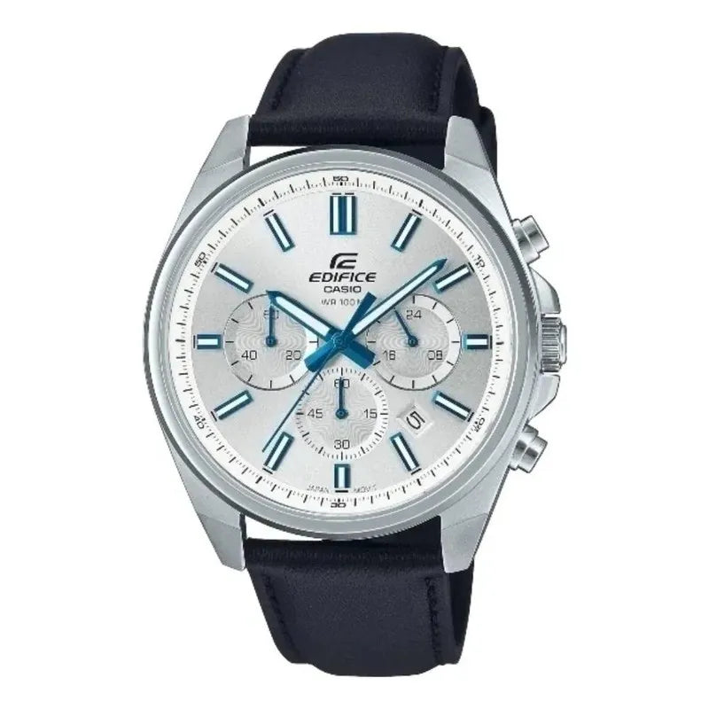 EFV-650 | RELOJ CASIO EDIFICE ORIGINAL ACERO/CUERO PLATEADO