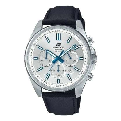 EFV-650 | RELOJ CASIO EDIFICE ORIGINAL ACERO/CUERO PLATEADO