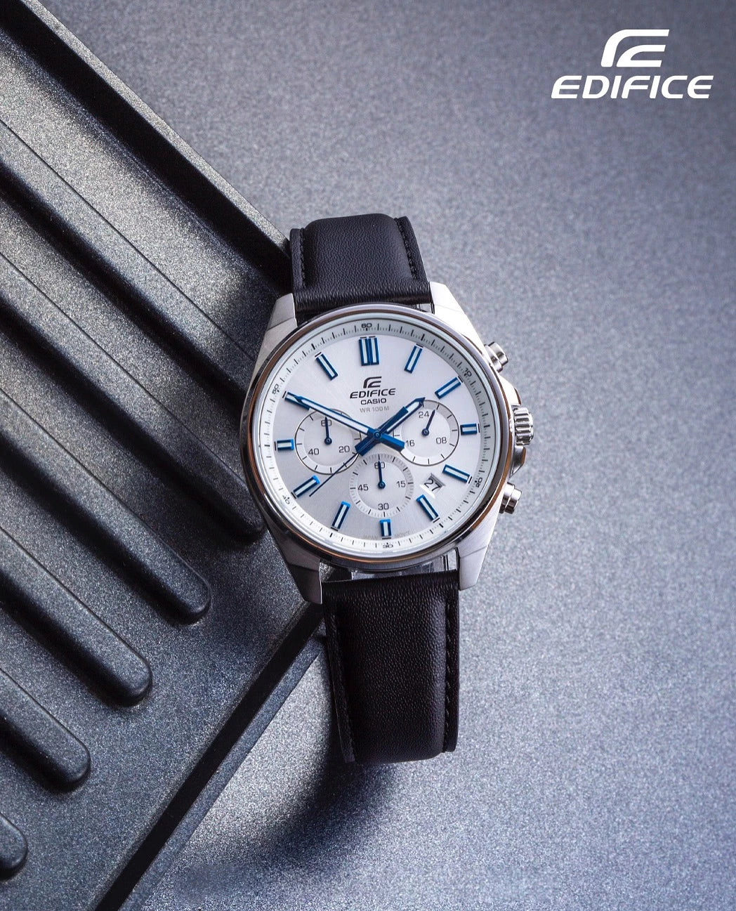 EFV-650 | RELOJ CASIO EDIFICE ORIGINAL ACERO/CUERO PLATEADO