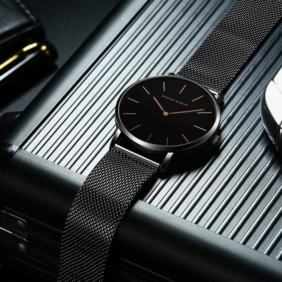 RELOJ HANNAH MARTIN ORIGINAL ELEGANTE NEGRO Y PLATEADO HM-CH02 | HAN-43 - HAN-44