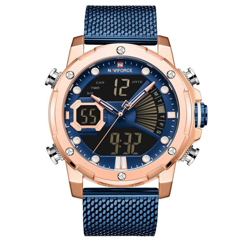 RELOJ NAVIFORCE -  DIGITAL ANALÓGICA AZUL ORO 2020 | SKU: NAV-60