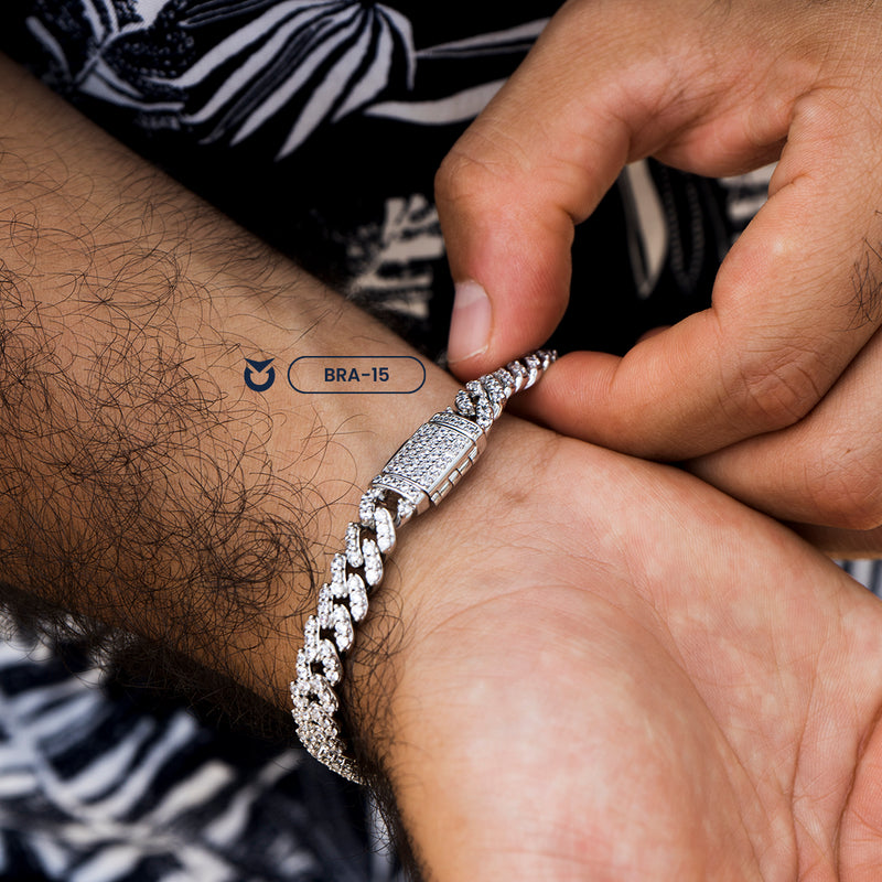 PACK COLLAR + BRAZALETE:  ICED CUBAN PLATA