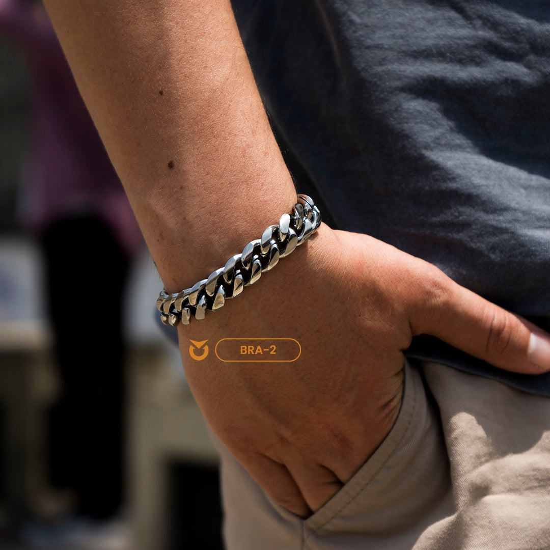 PACK COLLAR + BRAZALETE:  SILVER CUBAN LINK