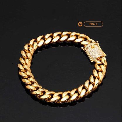 PACK COLLAR + BRAZALETE:  GOLD CURB MIAMI