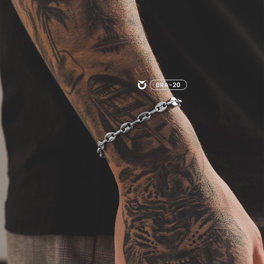 BRAZALETE OVAL PLATA | BRA-20 PARA HOMBRE