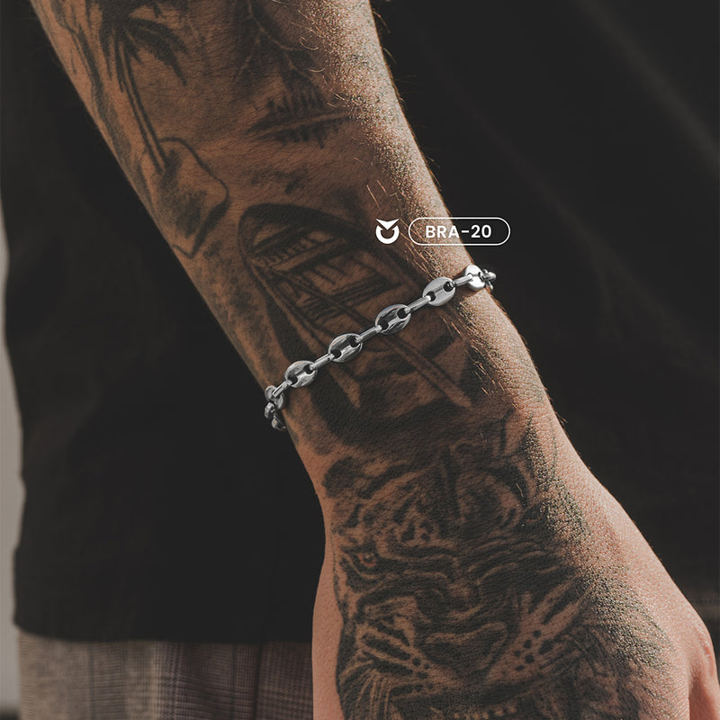 BRAZALETE OVAL PLATA | BRA-20 PARA HOMBRE