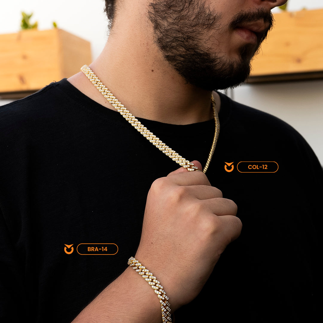 PACK COLLAR + BRAZALETE: CUBIC LION ORO