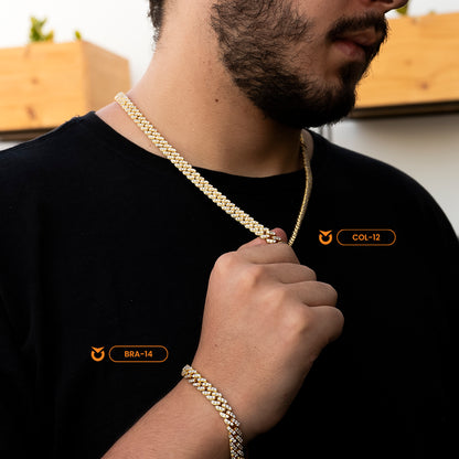 PACK COLLAR + BRAZALETE: CUBIC LION ORO