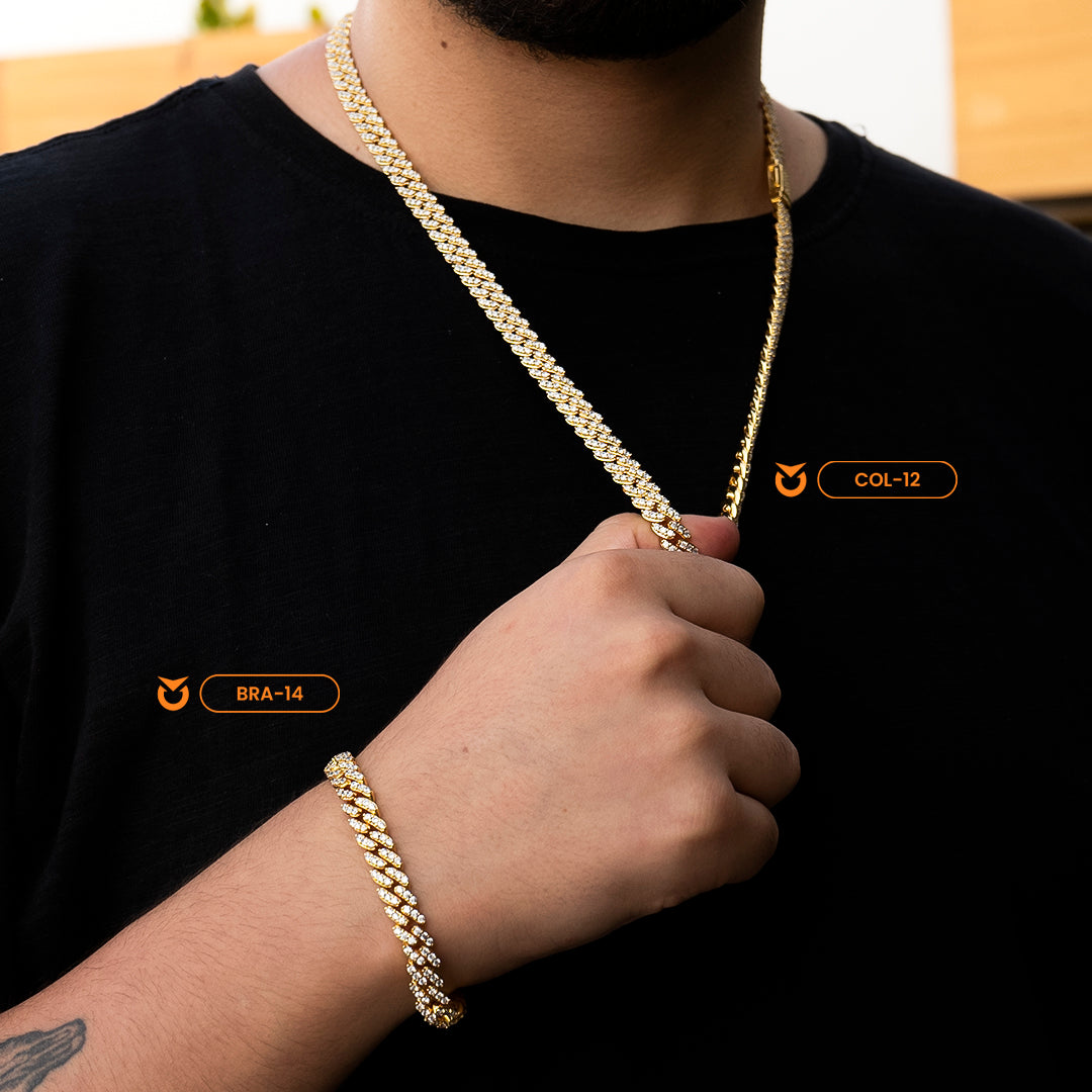 PACK COLLAR + BRAZALETE: CUBIC LION ORO