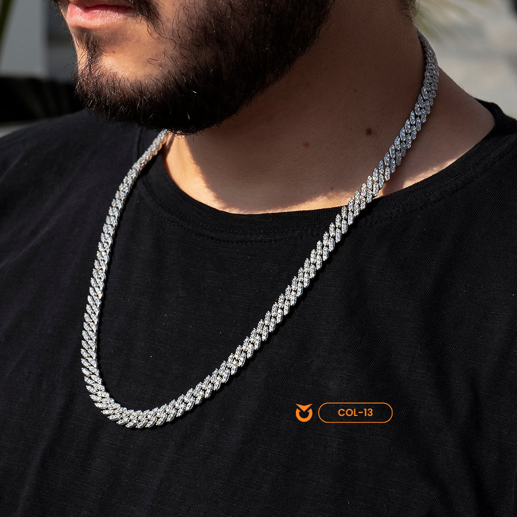 PACK COLLAR + BRAZALETE:  ICED CUBAN PLATA