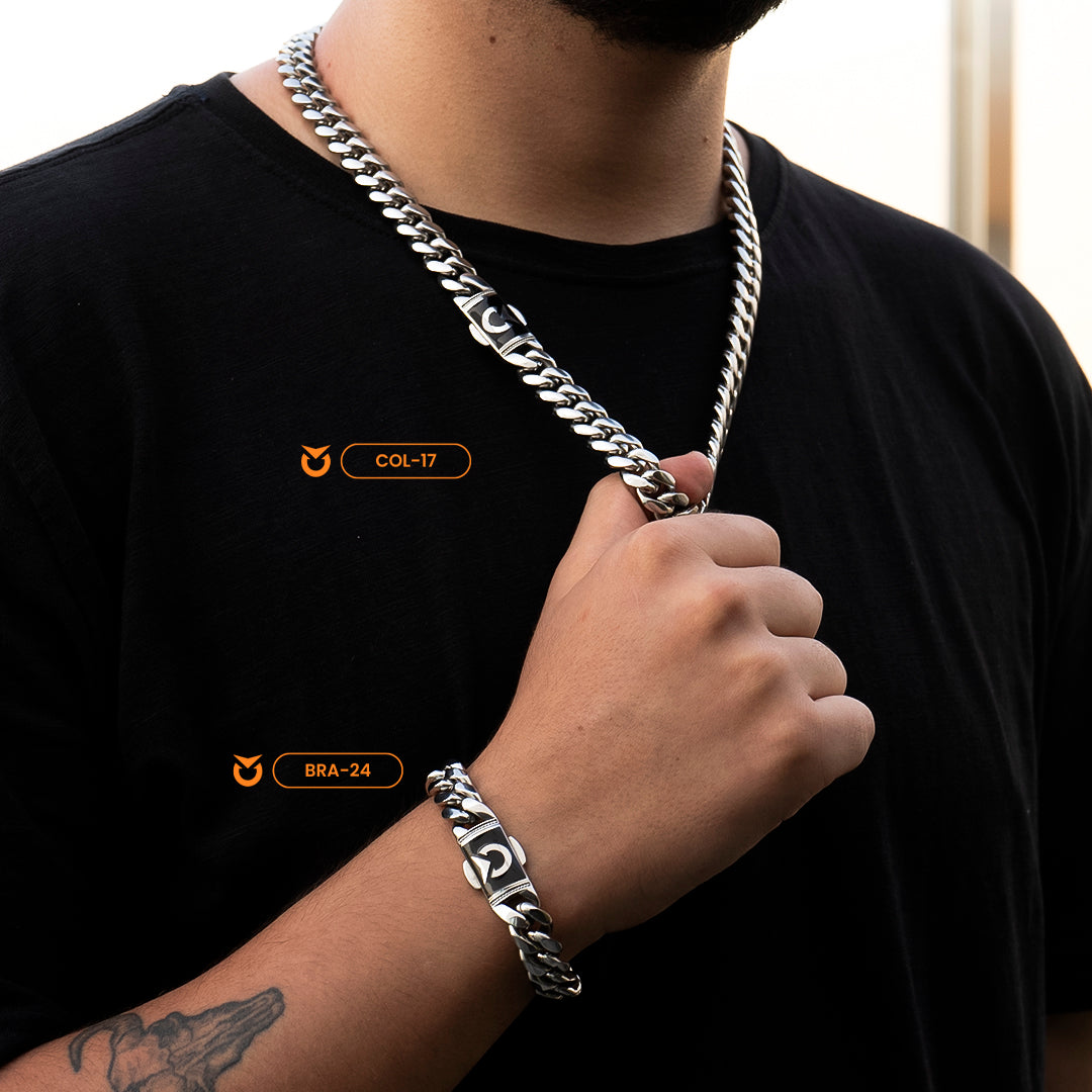 PACK COLLAR + BRAZALETE:  SILVER TENNIS