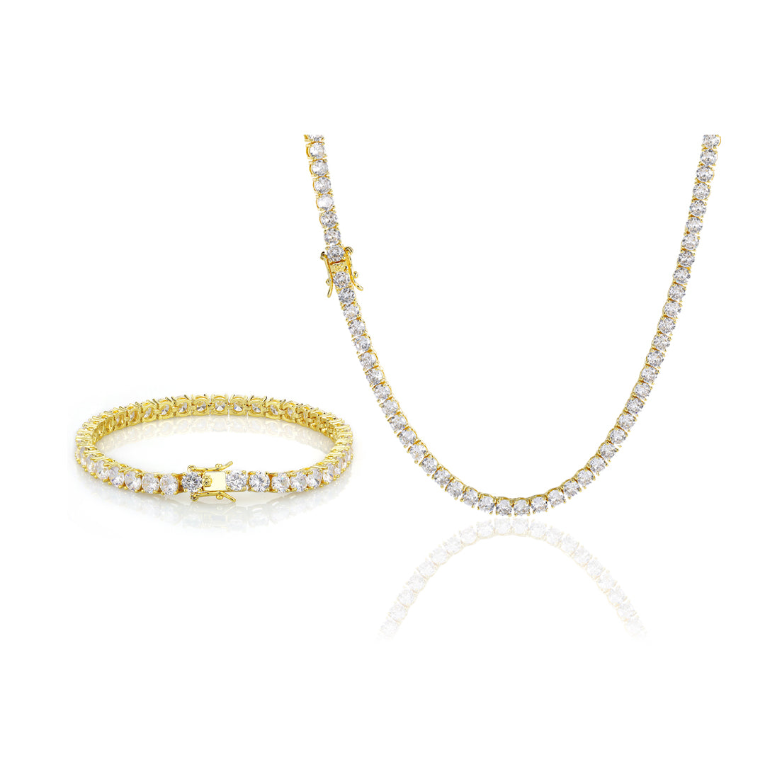 PACK COLLAR + BRAZALETE:  ICED GOLD