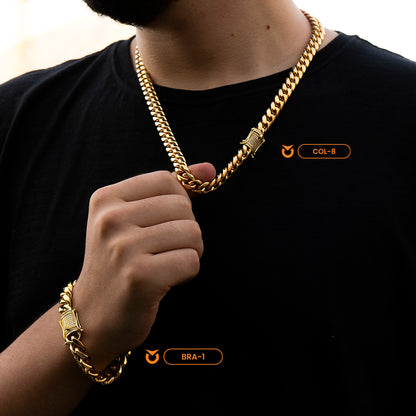 PACK COLLAR + BRAZALETE:  GOLD CURB MIAMI