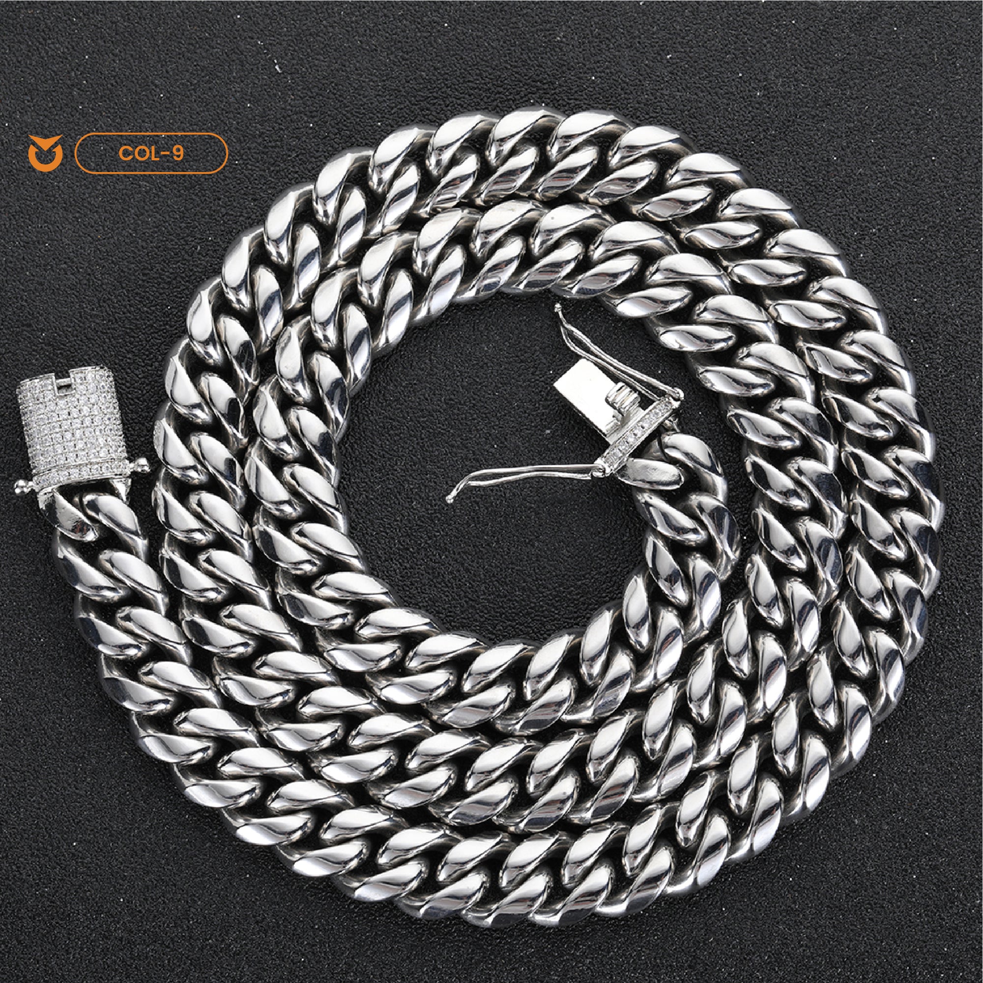 PACK COLLAR + BRAZALETE:  SILVER CUBAN LINK