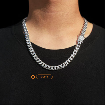 PACK COLLAR + BRAZALETE:  SILVER CUBAN LINK