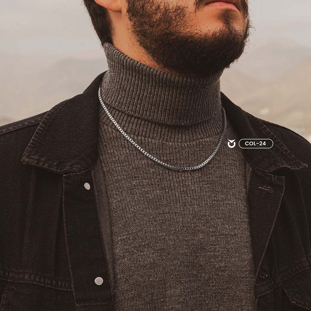 COLLAR CUBO PLATA | COL-24 PARA HOMBRE