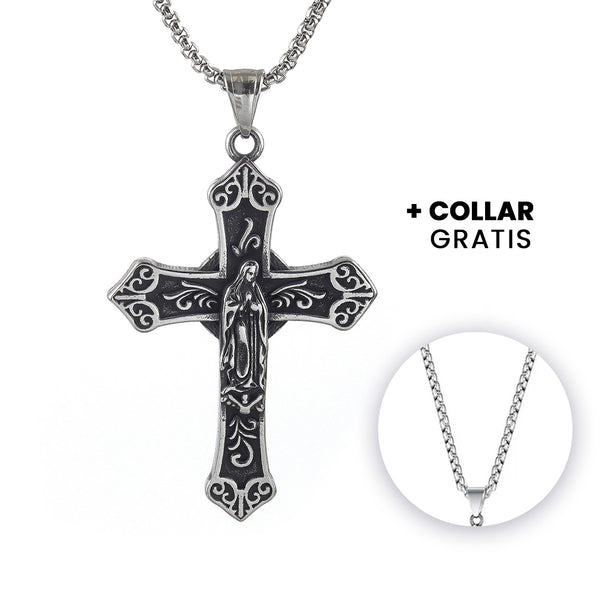 DIJE SANTA CRUZ PLATEADO | DIJ-9 + COLLAR MINIMAL PARA HOMBRE ¡𝐆𝐑𝐀𝐓𝐈𝐒!