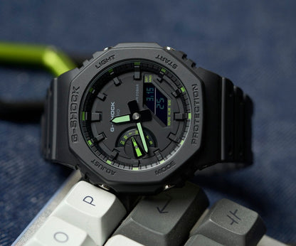 RELOJ G-SHOCK OAK NEGRO LIGHT GREEN | SKU: G-S-249